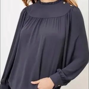 Ruffle Neck Bib Blouse